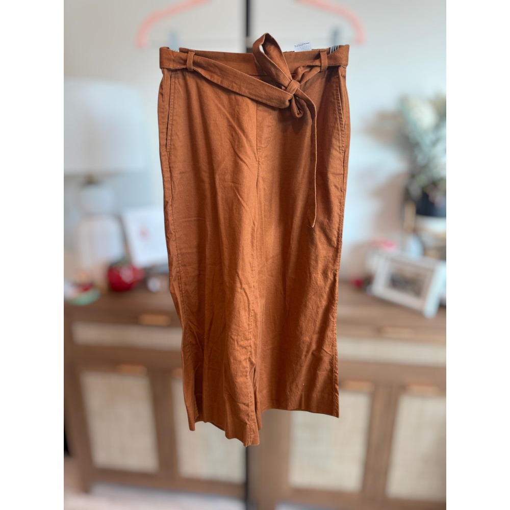 Banana Republic Rowan High Rise Wide Leg Crop Pants Brown Women's Size 4 Petite